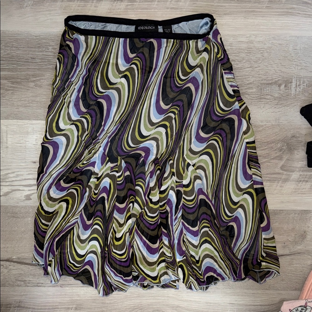 Ideology Wave Pattern A-Line/Midi Skirt Womens Size 4